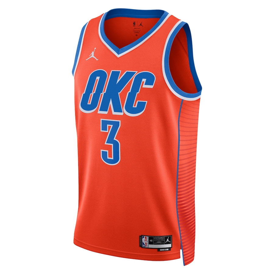 Alternative view of Josh Giddey 3 Oklahoma City Thunder Unisex Swingman Jersey - Statement Edition - Orange - JS694 