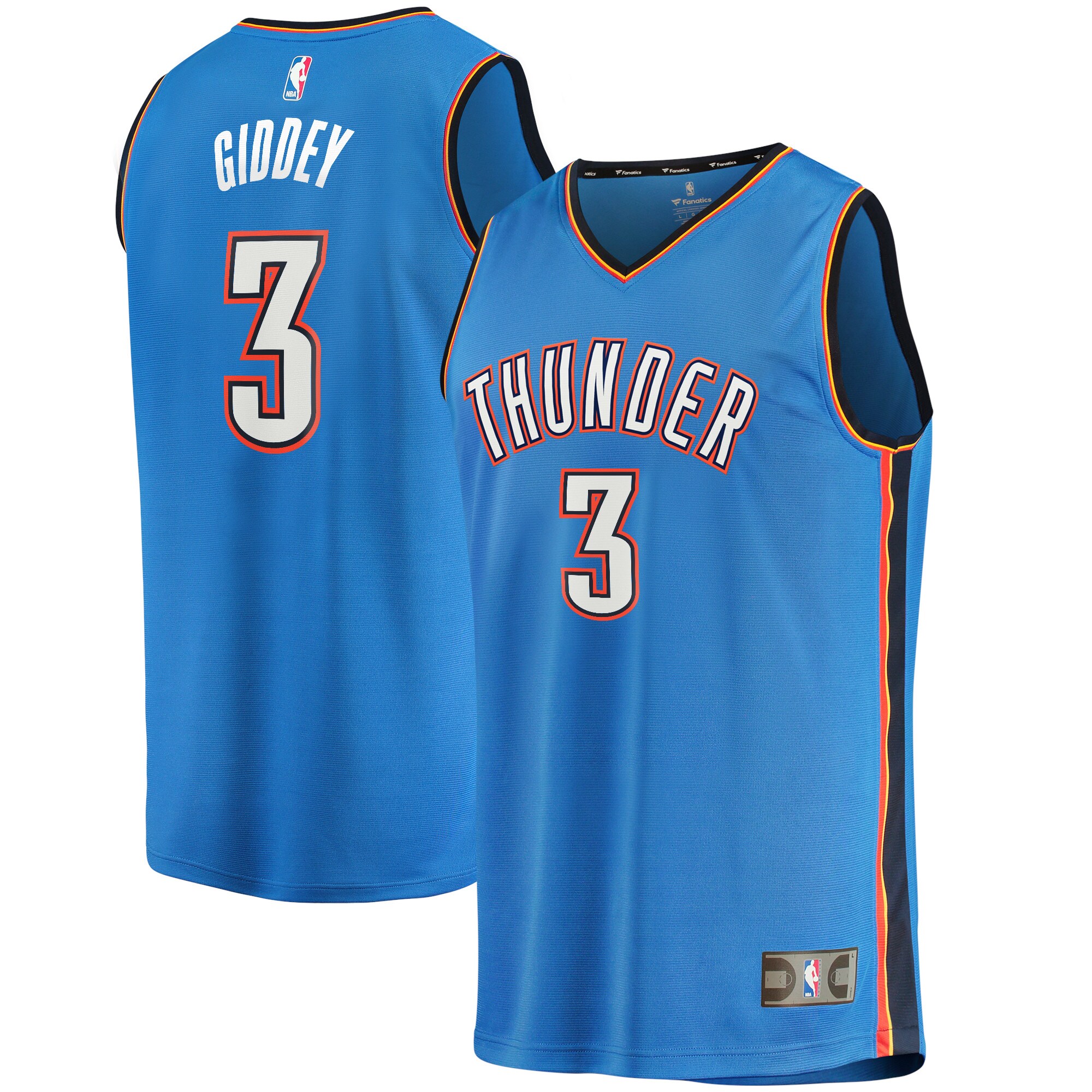 Alternative view of Josh Giddey Oklahoma City Thunder Fanatics Branded 2021/22 Fast Break Replica Jersey - Icon Edition - Blue