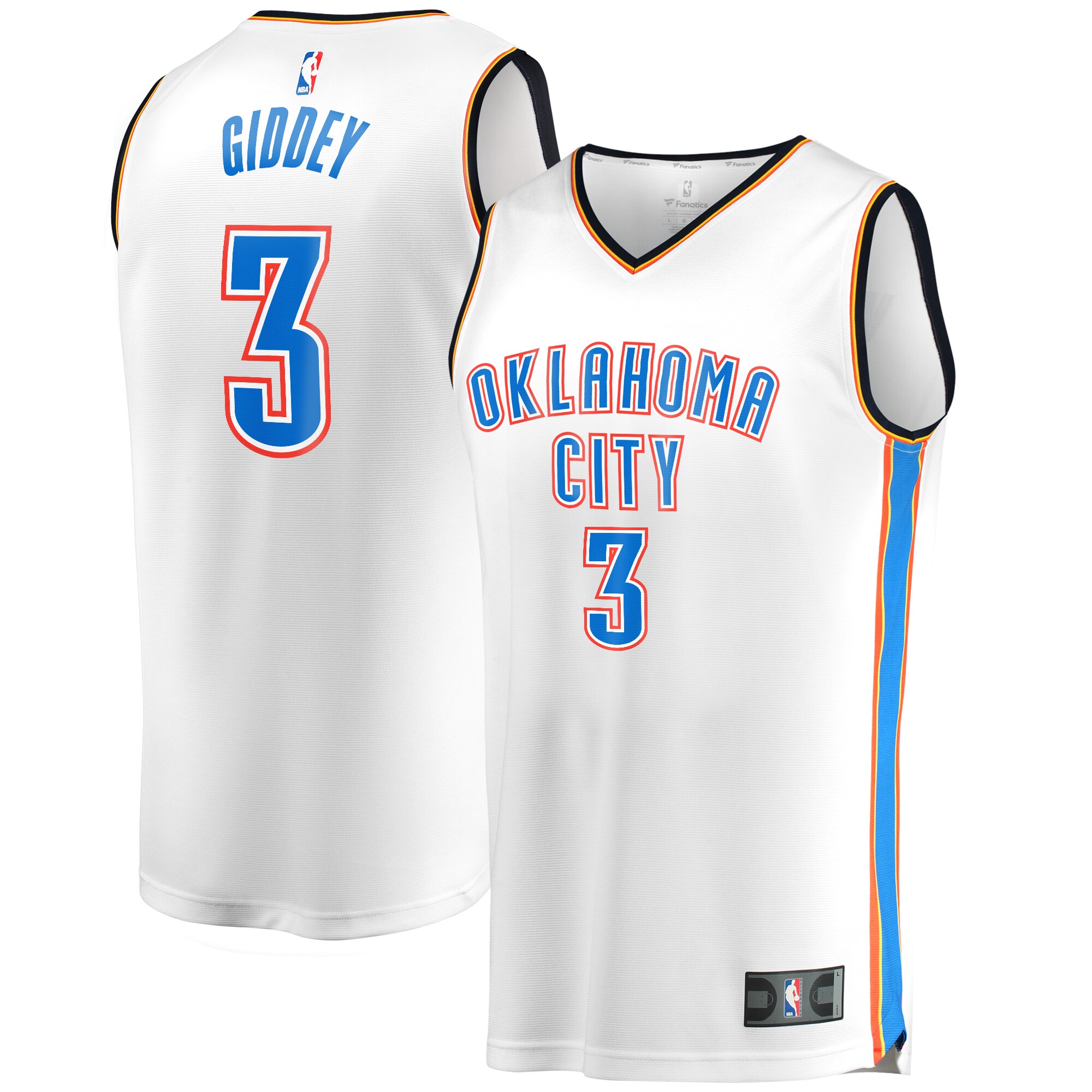 Alternative view of Josh Giddey Oklahoma City Thunder Fanatics Branded Fast Break Replica Jersey - Association Edition - White