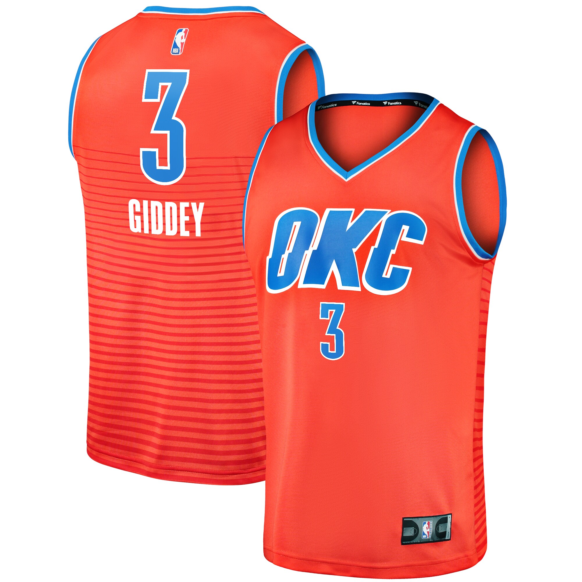 Alternative view of Josh Giddey Oklahoma City Thunder Fanatics Branded Fast Break Replica Player Jersey - Statement Edition - Orange