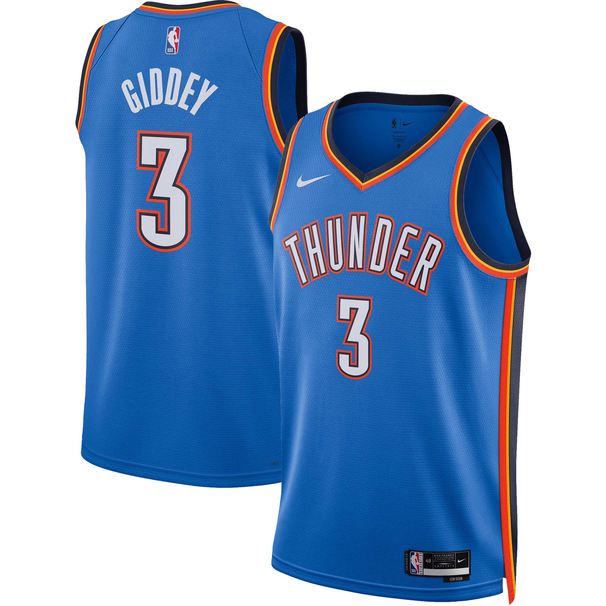 Alternative view of Josh Giddey Oklahoma City Thunder Unisex Swingman Jersey - Icon Edition - Blue