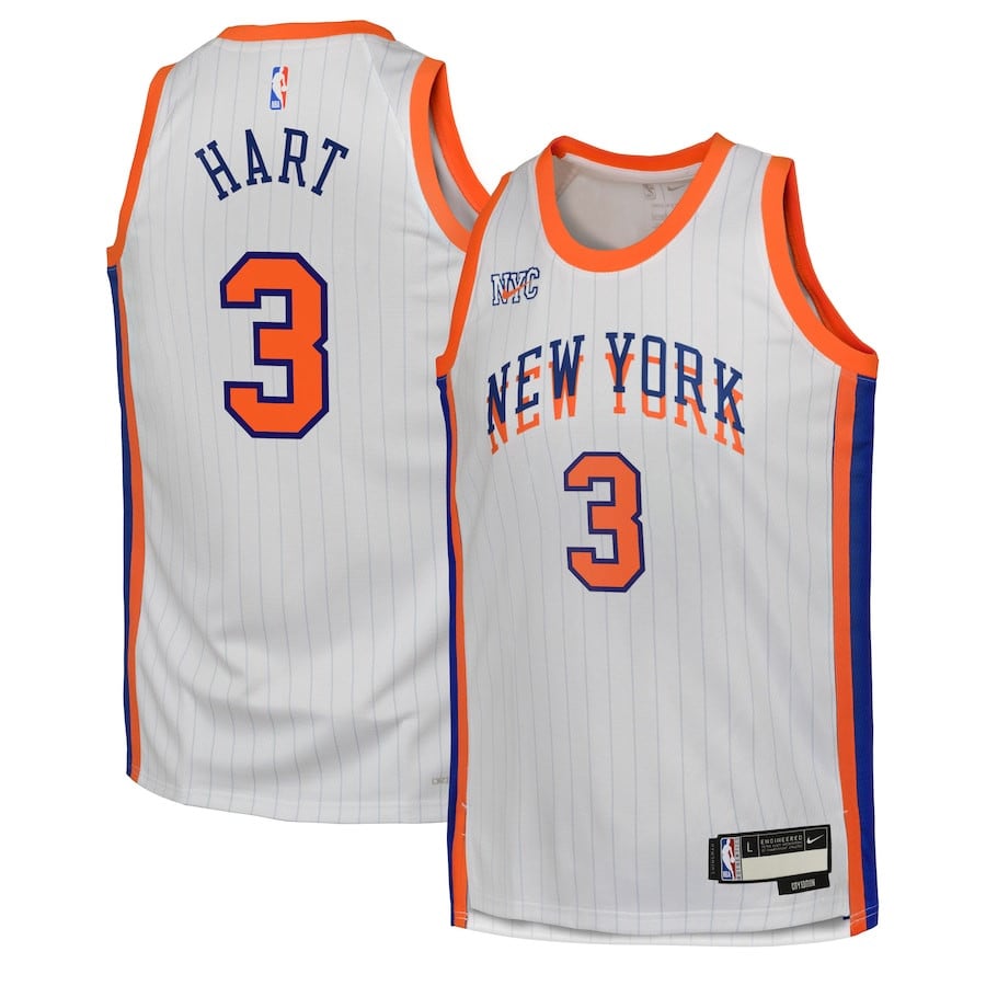 Josh Hart 3 New York Knicks 2024/25 Swingman Player YOUTH Jersey - City Edition - White - JS139 