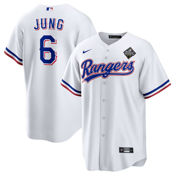 Josh Jung 6 Texas Rangers 2023 World Series Stitched Baseball Jersey - White - JS268 