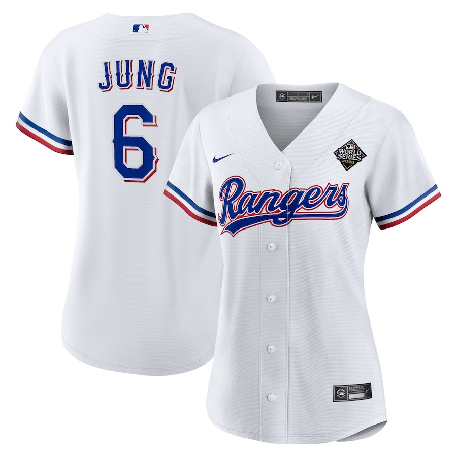 Josh Jung 6 Texas Rangers 2023 World Series Women Jersey - White - JS365 