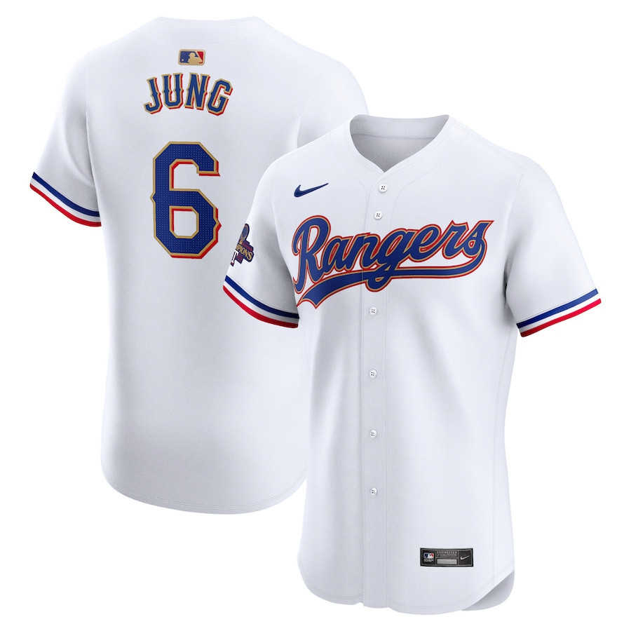 Josh Jung 6 Texas Rangers 2024 Gold Collection ELITE Player Jersey - White - JS276 