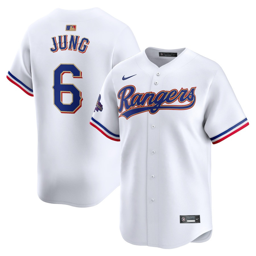 Josh Jung 6 Texas Rangers 2024 Gold Collection Limited Jersey - White - JS670 