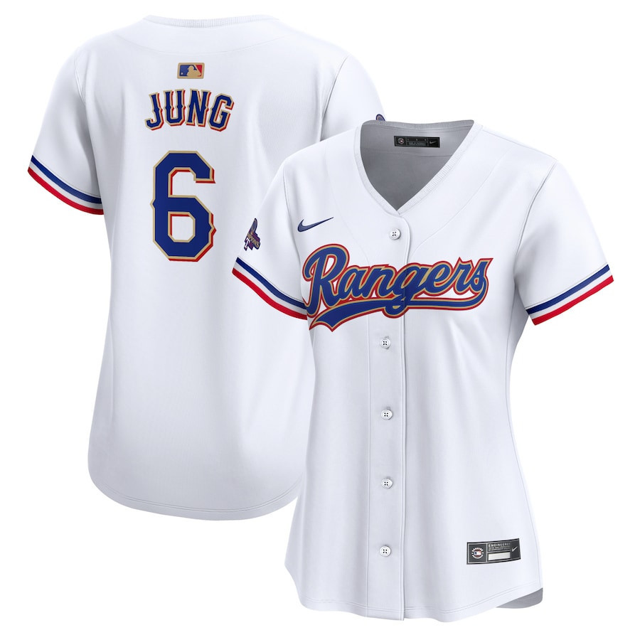 Josh Jung 6 Texas Rangers 2024 Gold Collection Limited Jersey - Women White - JS431 