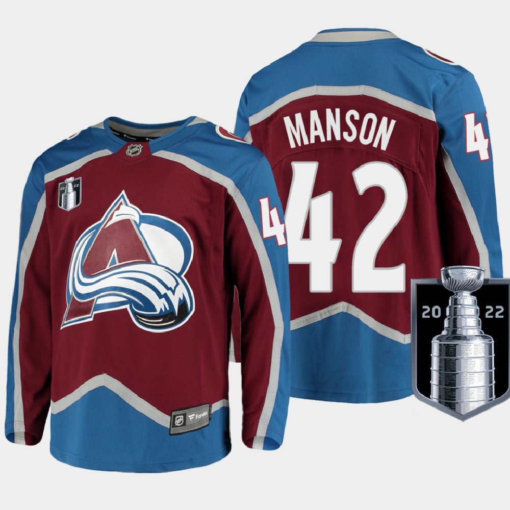 Josh Manson 42 Colorado Avalanche 2022 Stanley Cup Finals Burgundy Home Jersey - JS234 