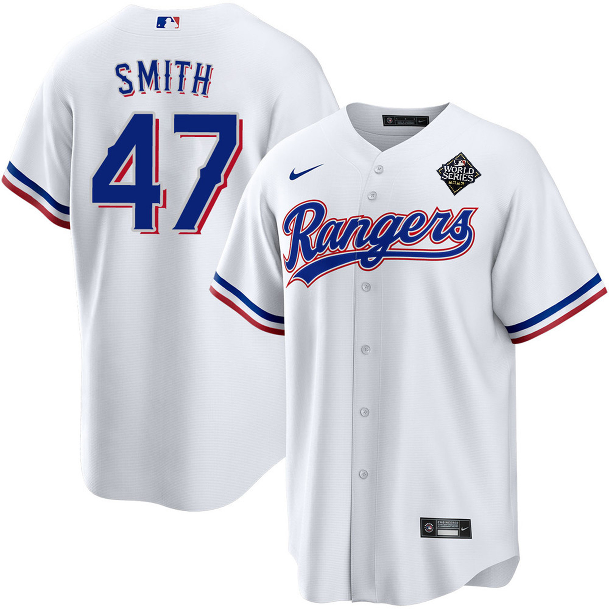 Josh Smith 47 Texas Rangers 2023 World Series Stitched Baseball Jersey - White - JS179 