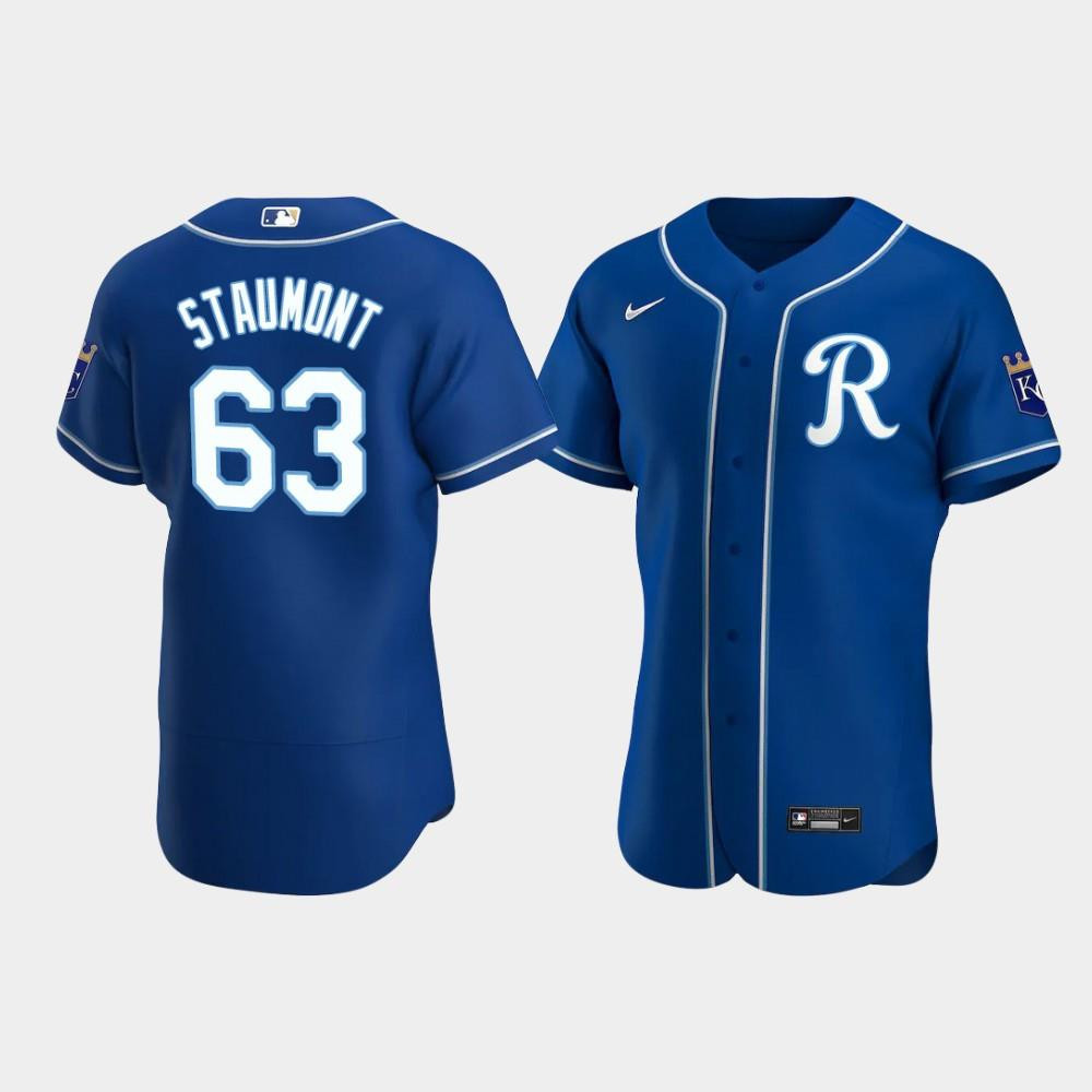 Josh Staumont 63 Kansas City Royals Team Logo Royal Alternate Jersey Jersey 