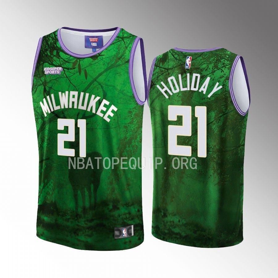 Jrue Holiday 21 Milwaukee Bucks NBA & KidSuper Studios Unisex Hometown Jersey - JS343 