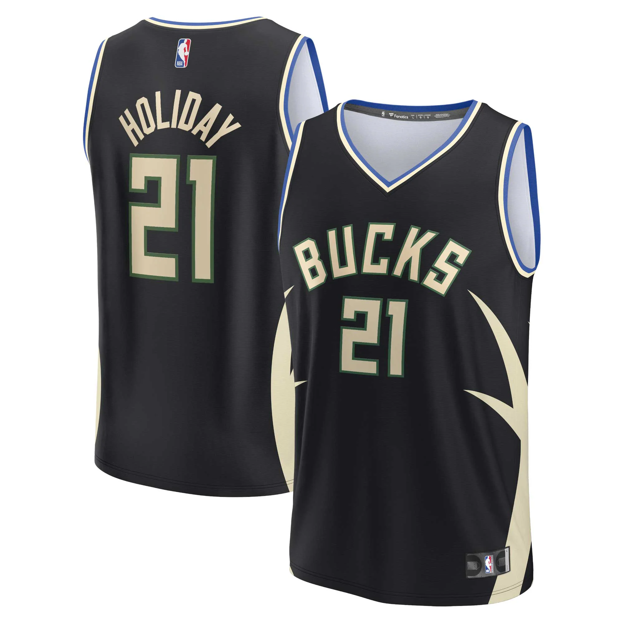 Jrue Holiday Milwaukee Bucks Fanatics Branded Fast Break Replica Player Jersey - Statement Edition - Black