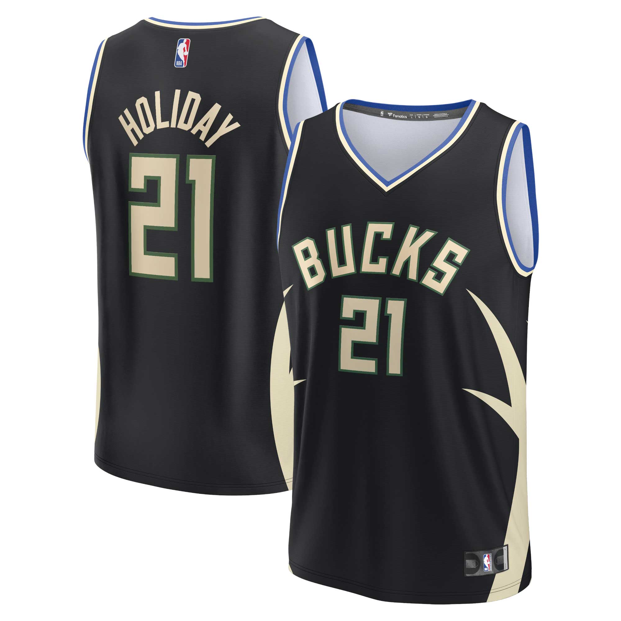 Alternative view of Jrue Holiday Milwaukee Bucks Fanatics Branded Fast Break Replica Player Jersey - Statement Edition - Black