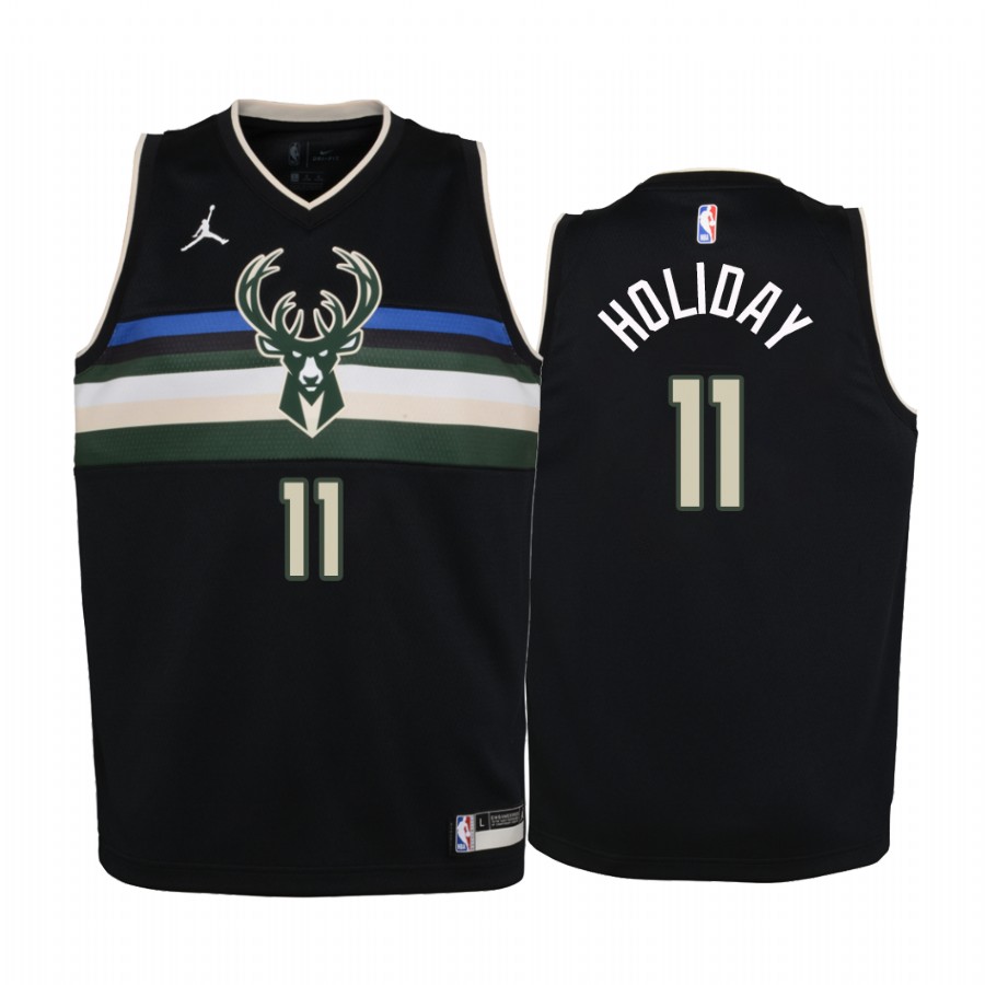Jrue Holiday Milwaukee Bucks Youth Black Statement Edition Jersey 2020 Trade