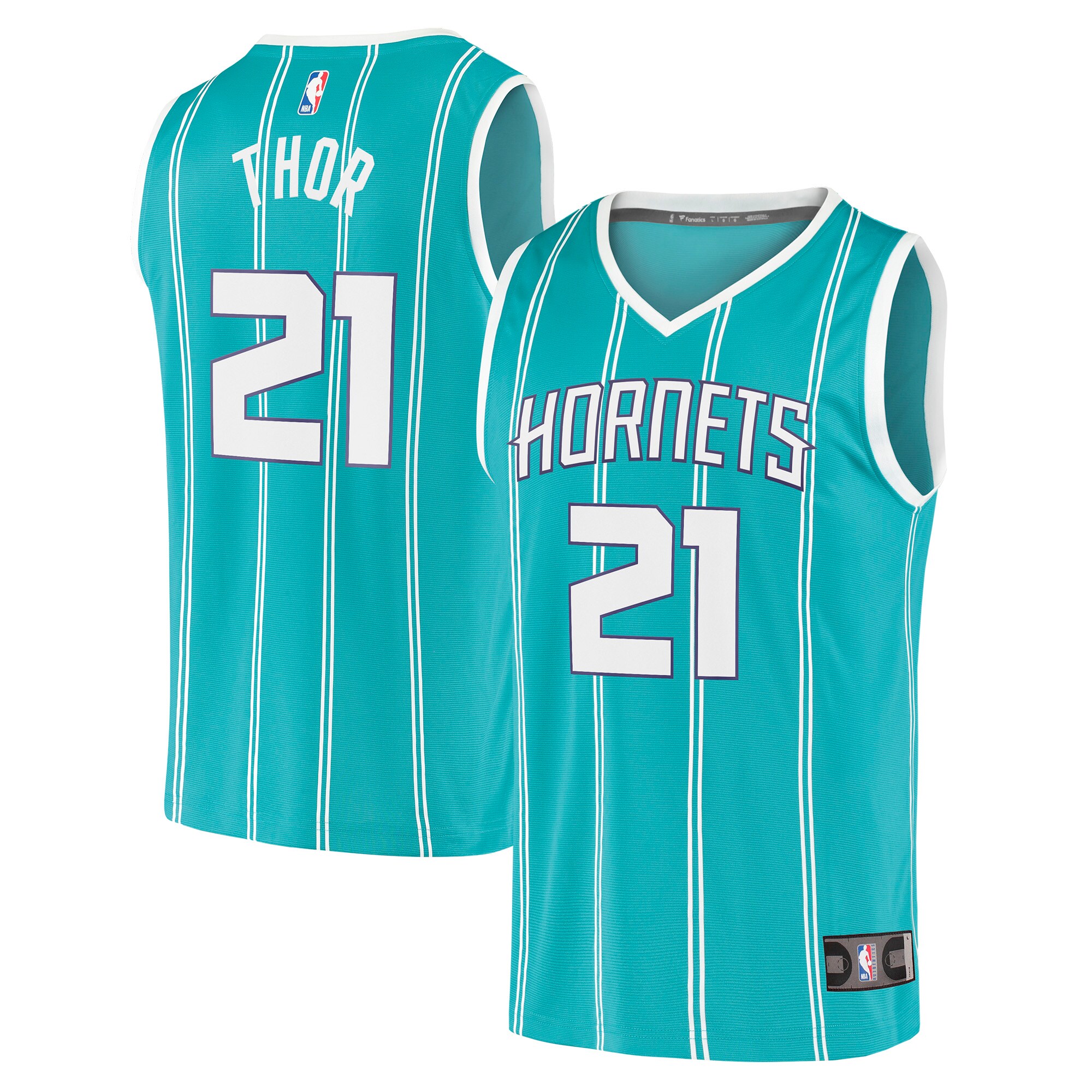 Alternative view of Jt Thor Charlotte Hornets Fanatics Branded 2021/22 Fast Break Replica Jersey - Icon Edition - Teal