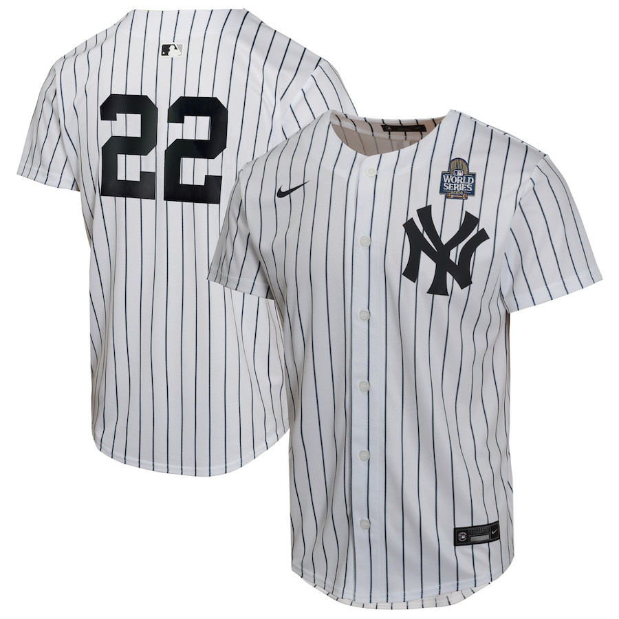 Juan Soto 22 New York Yankees 2024 World Series Home Game Player YOUTH Jersey - White 