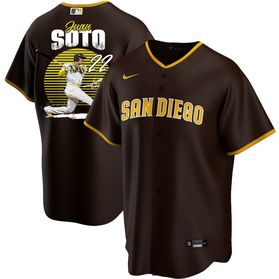 Juan Soto 22 San Diego Padres Signed Hit 2023 Alternate Player Men Jersey - Brown 