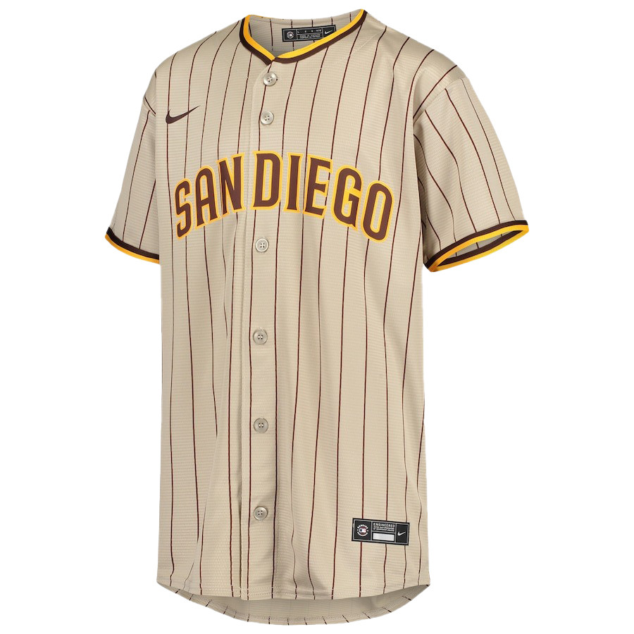 Alternative view of Juan Soto 22 San Diego Padres Signed Hit 2023 Alternate Player YOUTH Jersey - Sand/Brown 