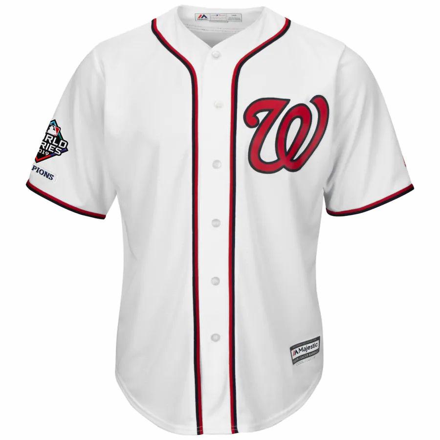 Alternative view of Juan Soto Washington Nationals Majestic 2019 World Series Champions Home Official Cool Base Bar Patch Player Jersey – White