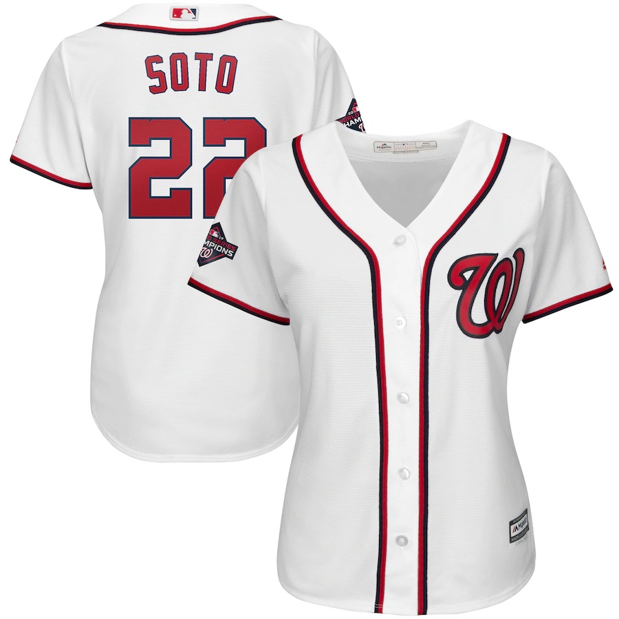 Juan Soto Washington Nationals Majestic Women's 2019 World Series Champions Home Cool Base Patch Player Jersey - White