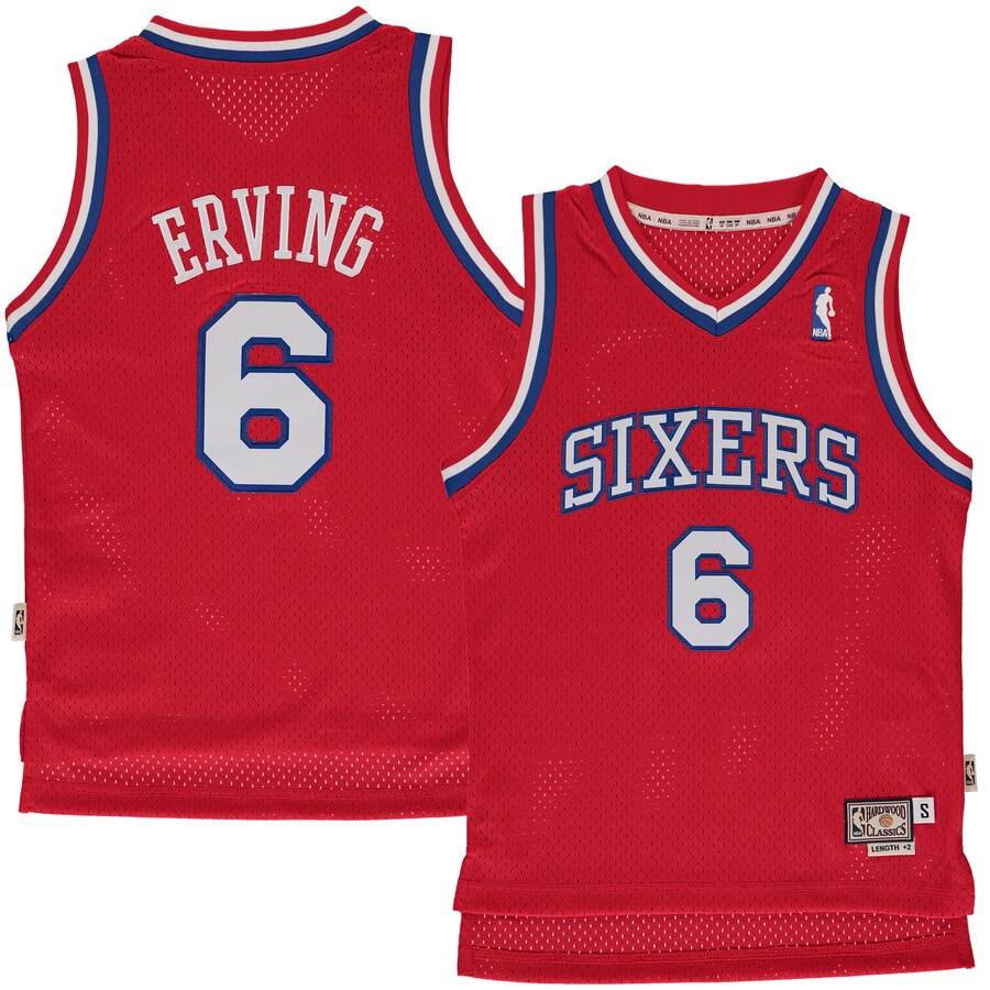 Julius Erving Philadelphia 76ers Mitchell & Ness Youth Hardwood Classics Swingman Jersey - Red