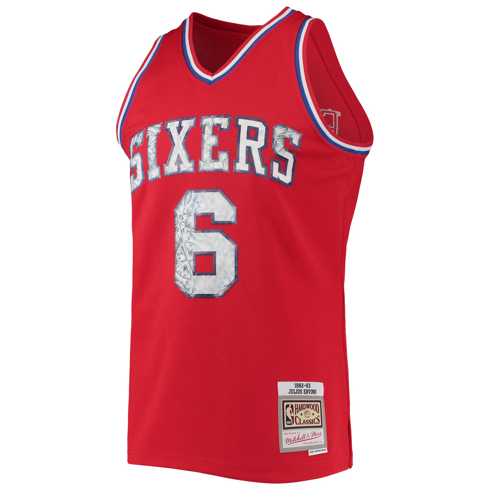 Alternative view of Julius Erving Philadelphia 76ers Mitchell & Ness 1982/83 Hardwood Classics Nba 75th Anniversary Diamond Swingman Jersey - Red
