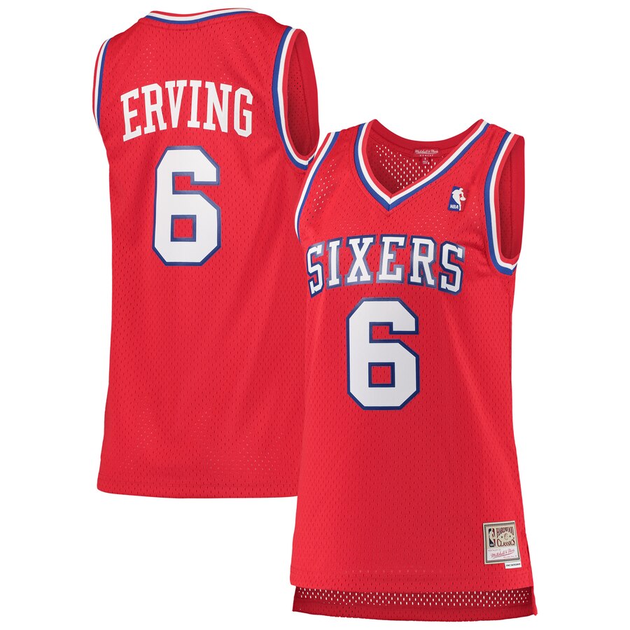 Julius Erving Philadelphia 76ers Mitchell & Ness Women's 1982-83 Hardwood Classics Swingman Jersey - Red