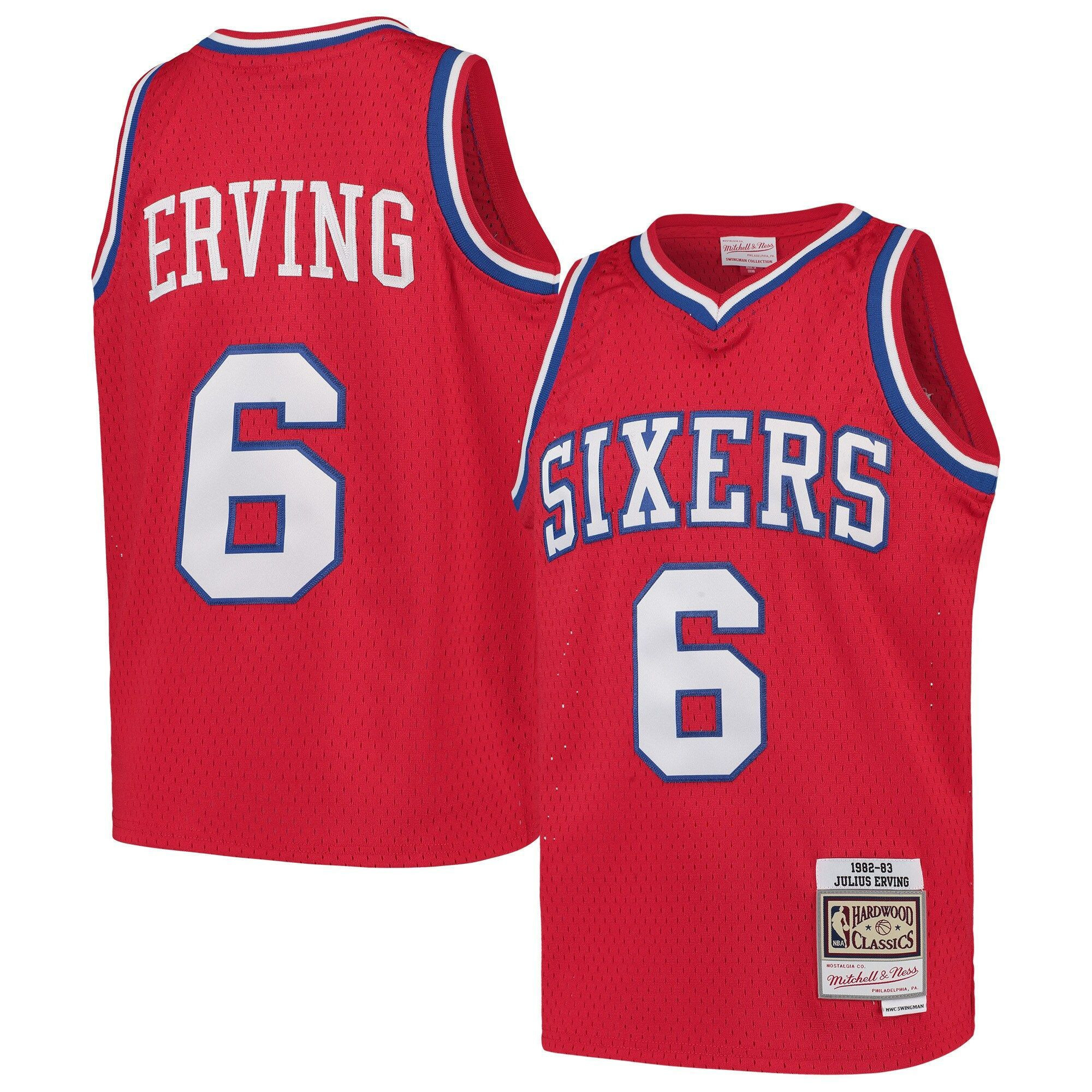 Julius Erving Philadelphia 76ers Mitchell & Ness Youth Swingman Throwback Jersey - Red - JS545 