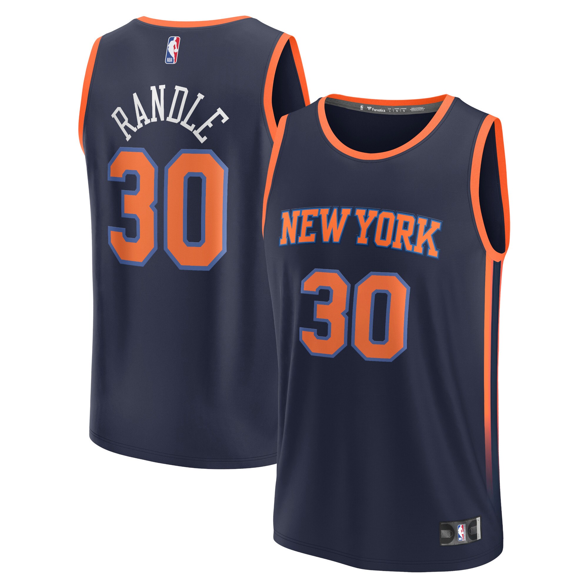 Alternative view of Julius Randle New York Knicks Fanatics Branded Fast Break Replica Player Jersey - Statement Edition - Navy