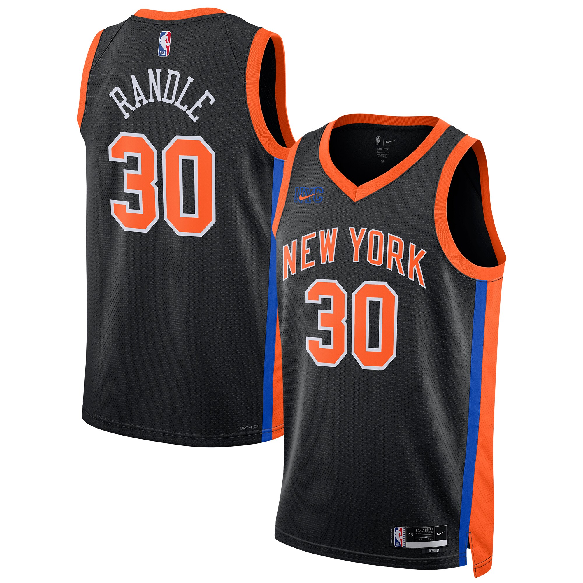 Alternative view of Julius Randle New York Knicks Unisex 2022/23 Swingman Jersey - City Edition - Black