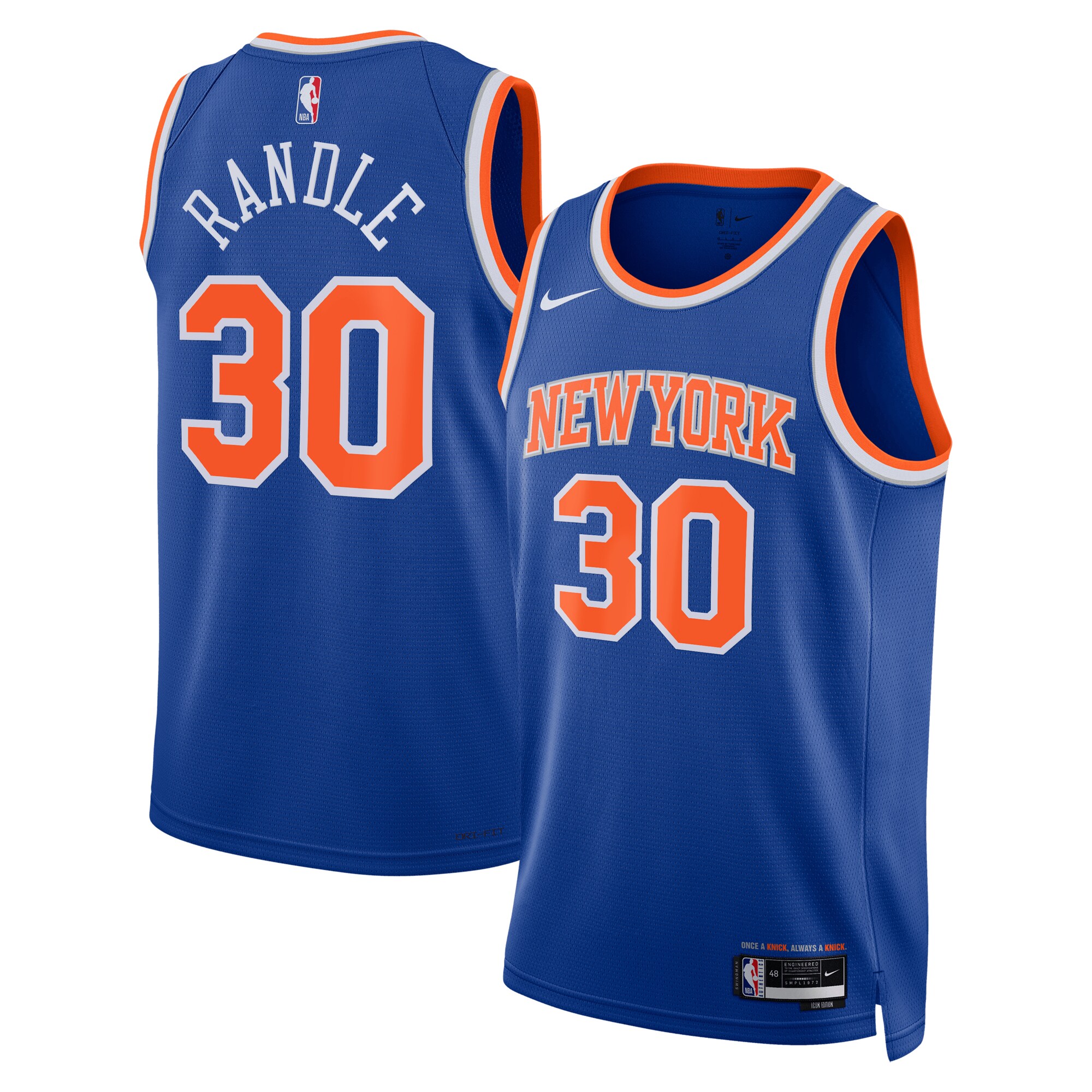 Alternative view of Julius Randle New York Knicks Unisex Swingman Jersey - Icon Edition - Blue