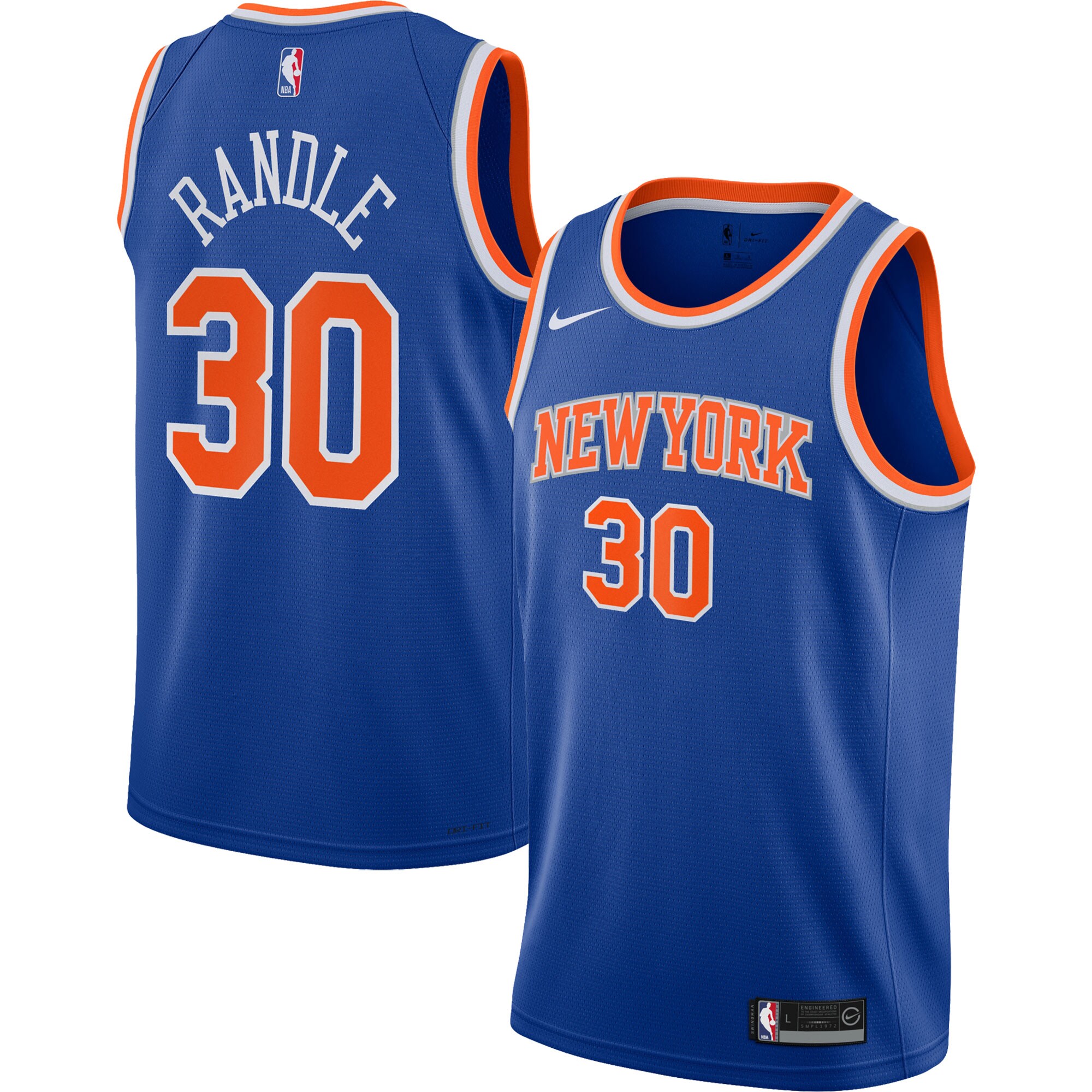 Alternative view of Julius Randle New York Knicks Youth 2021/22 Swingman Jersey - Icon Edition - Blue