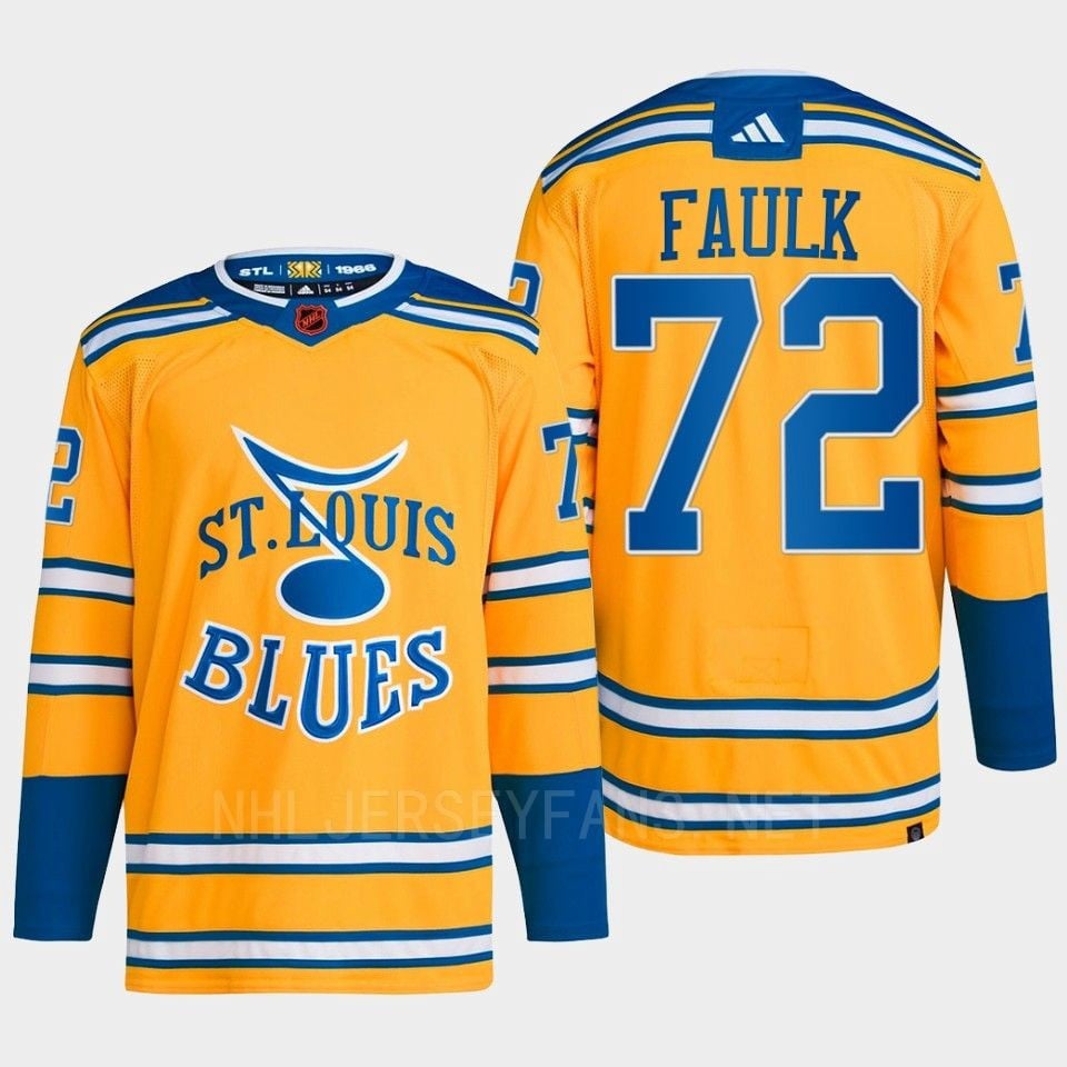 Justin Faulk 72 Reverse Retro 2.0 2022 St. Louis Blues Yellow Jersey Primegreen - JS826 