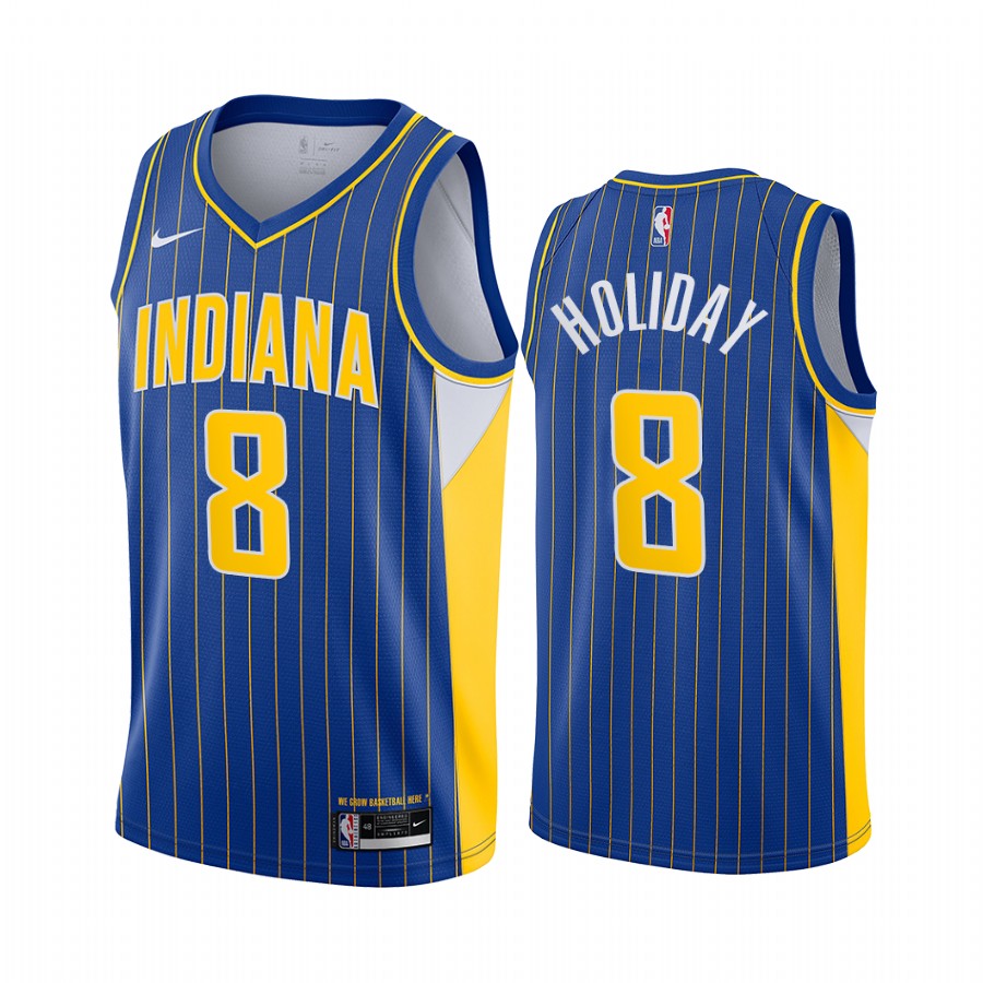 Justin Holiday Indiana Pacers 2020-21 Blue City Edition Jersey New Uniform