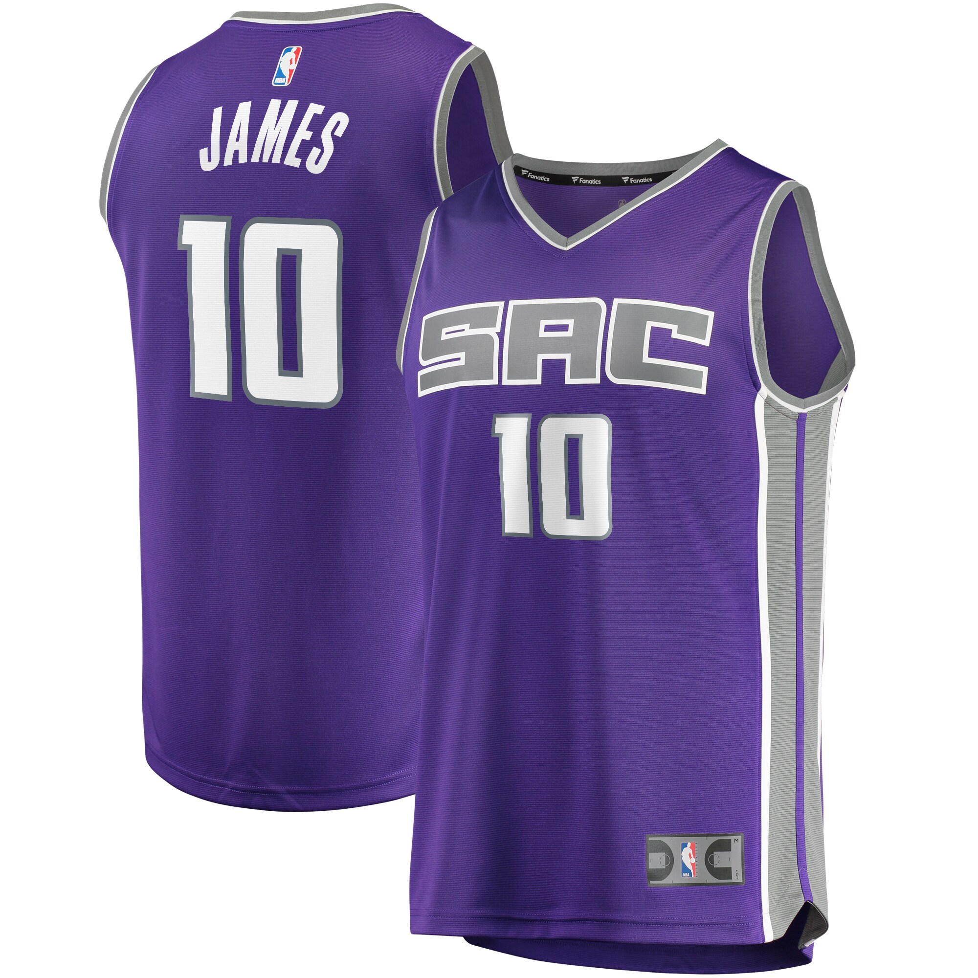 Alternative view of Justin James Sacramento Kings Fanatics Branded Fast Break Replica Jersey Purple - Icon Edition
