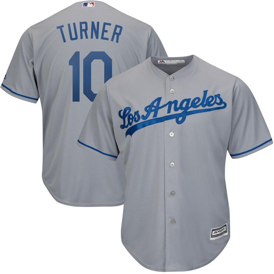 Justin Turner Los Angeles Dodgers Majestic Road Official Cool Base Player Jersey - Gray