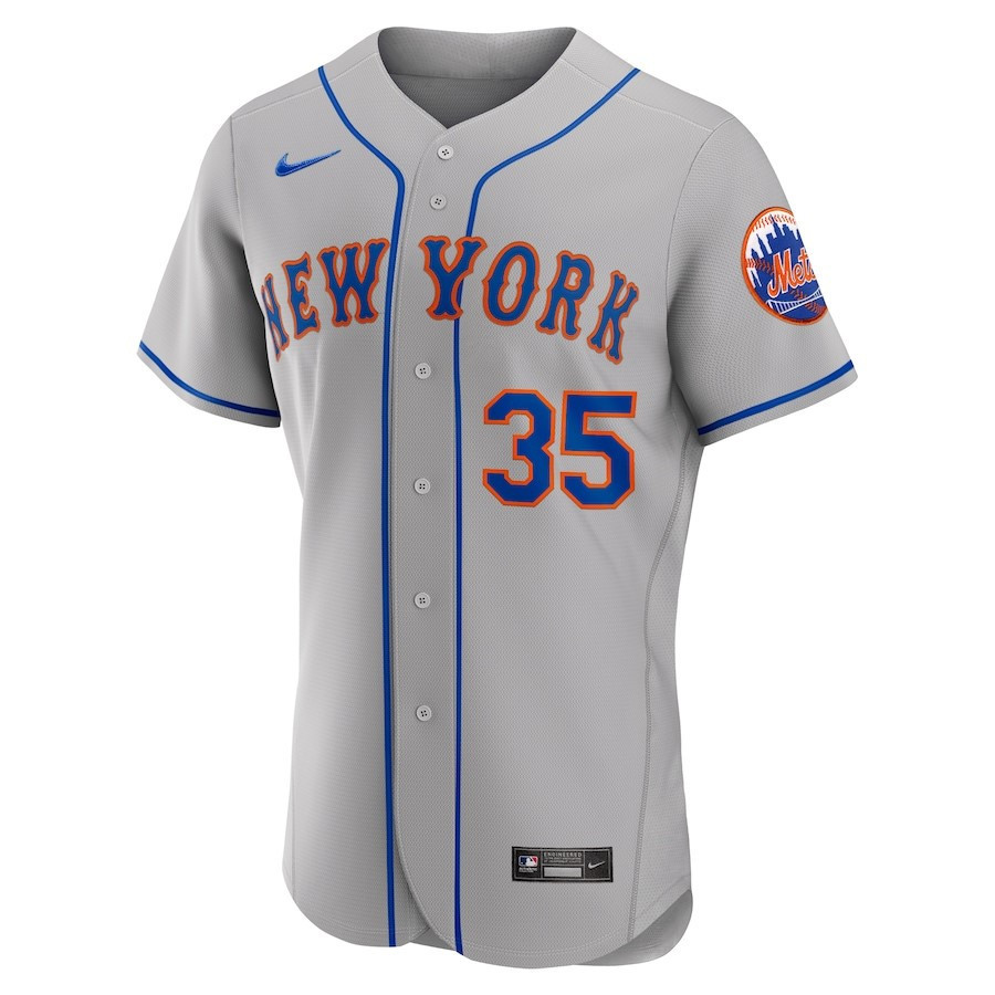 Alternative view of Justin Verlander 35 New York Mets Road Player Elite Jersey - Gray 