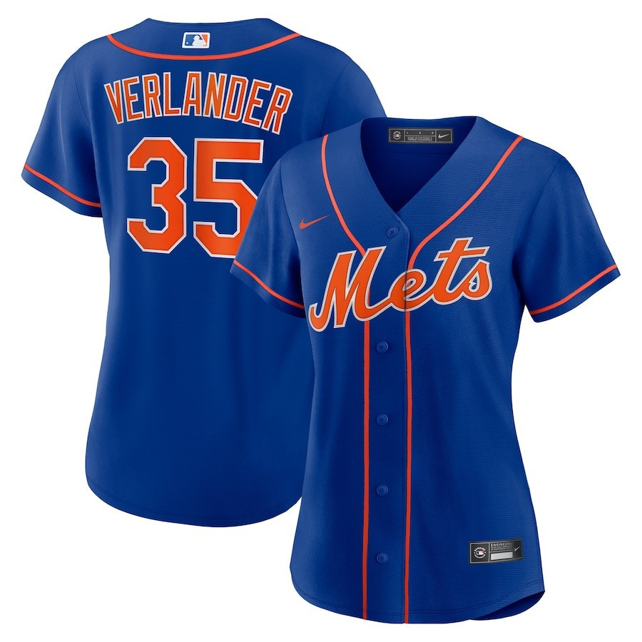 Justin Verlander 35 New York Mets Women's Alternate Player Jersey - Royal 