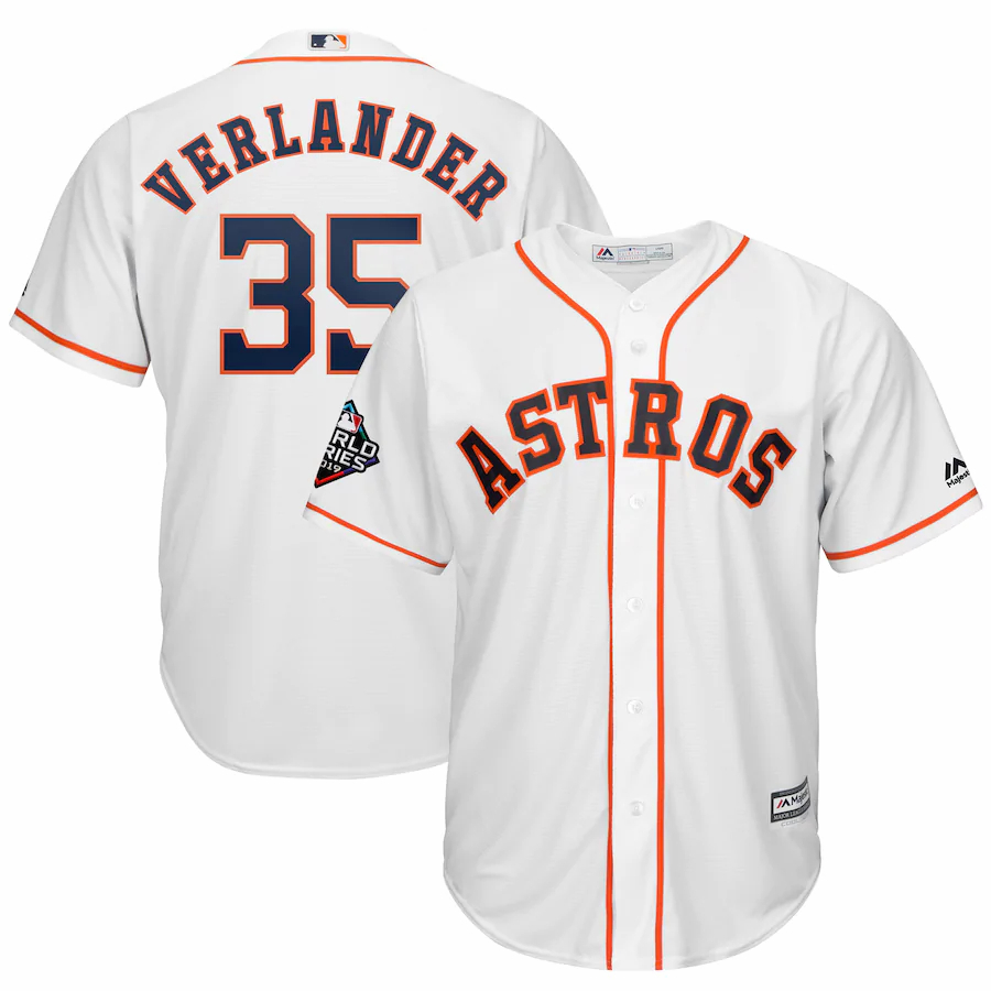 Justin Verlander Houston Astros Majestic 2019 World Series Bound Official Cool Base Player Jersey – White