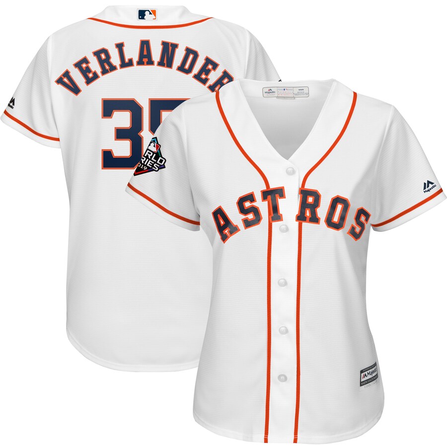 Justin Verlander Houston Astros Majestic Women's 2019 World Series Bound Official Cool Base Player Jersey - White