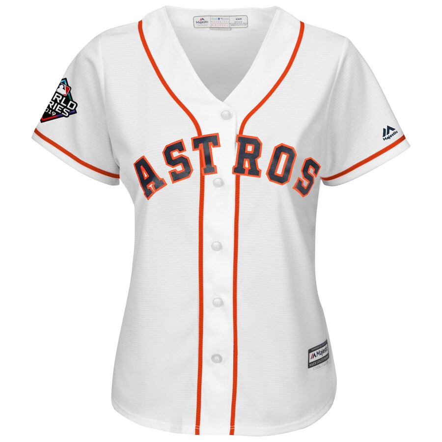 Alternative view of Justin Verlander Houston Astros Majestic Women's 2019 World Series Bound Official Cool Base Player Jersey - White