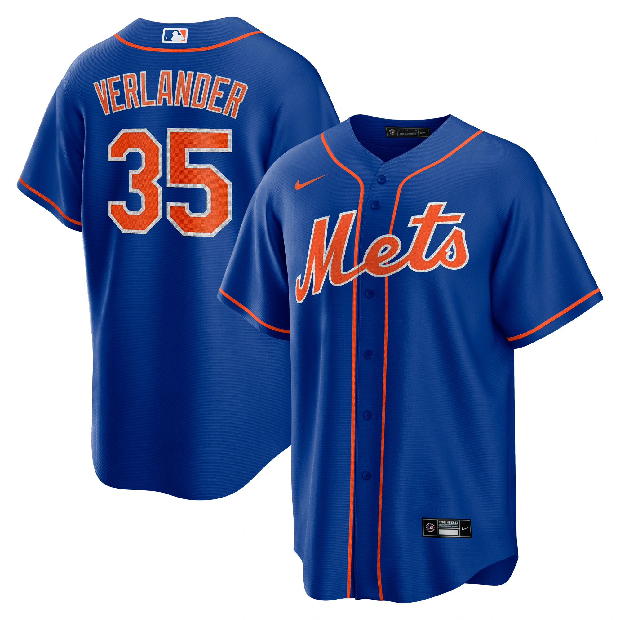 Alternative view of Justin Verlander New York Mets Alternate Replica Player Jersey - Royal