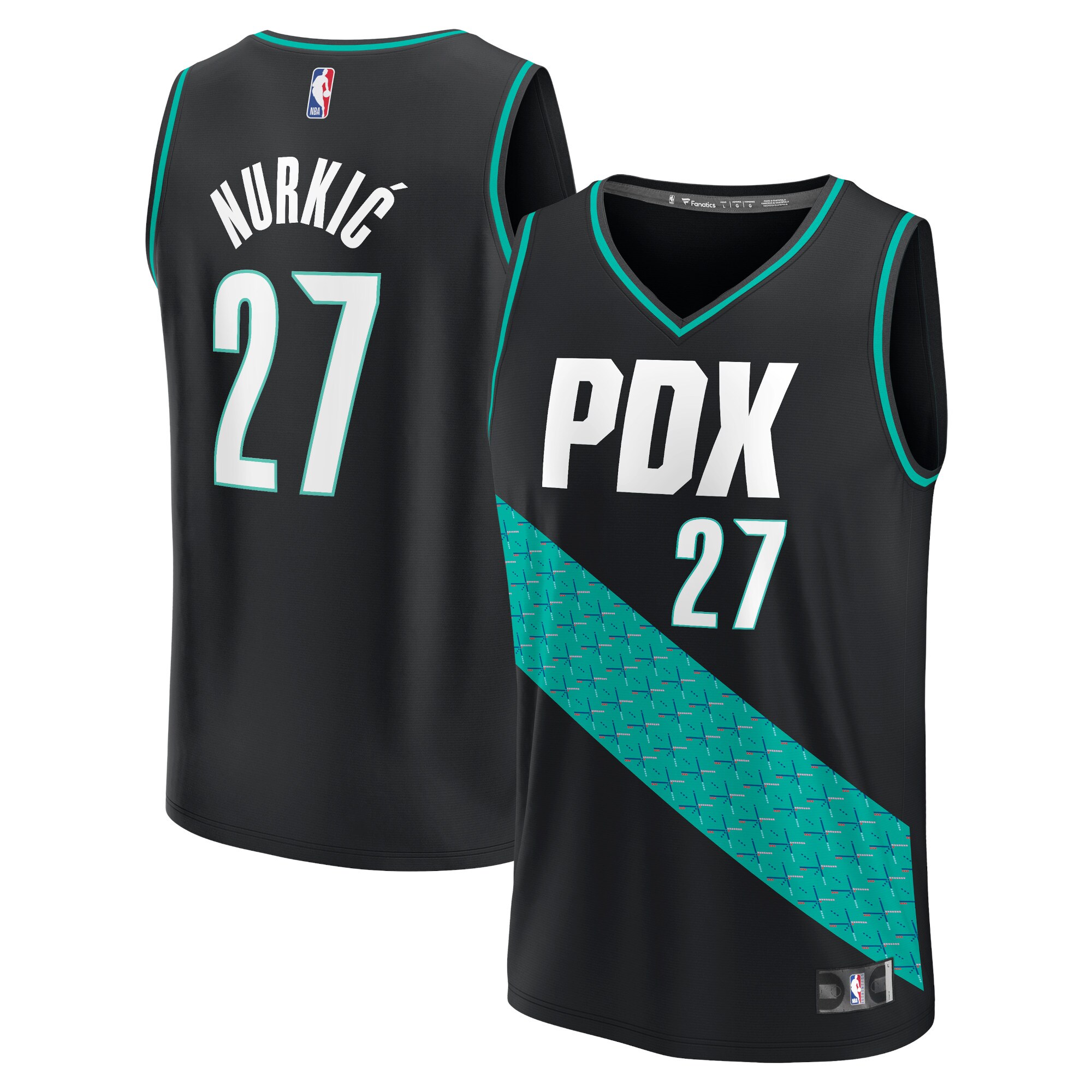 Alternative view of Jusuf Nurkic Portland Trail Blazers Fanatics Branded 2022/23 Fastbreak Jersey - City Edition - Black