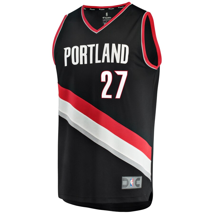 Alternative view of Jusuf Nurkic Portland Trail Blazers Fanatics Branded Fast Break Replica Team Color Player Jersey Black - Icon Edition