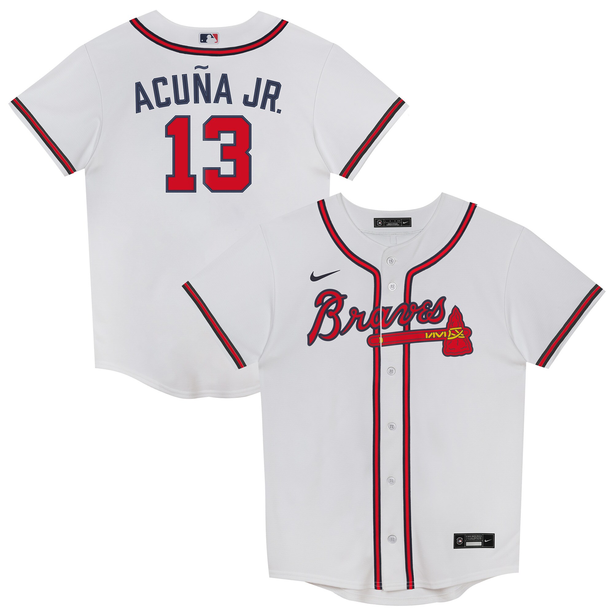 Juvenile Atlanta Braves Ronald Acuña Jr. White 2.0 Player Jersey - JS756