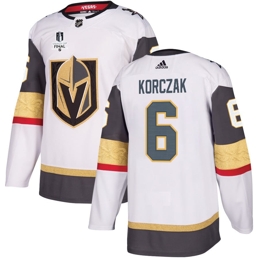Kaedan Korczak 6 Vegas Golden Knights Stanley Cup 2023 Final Patch Away Breakaway Men Jersey - White - JS195 