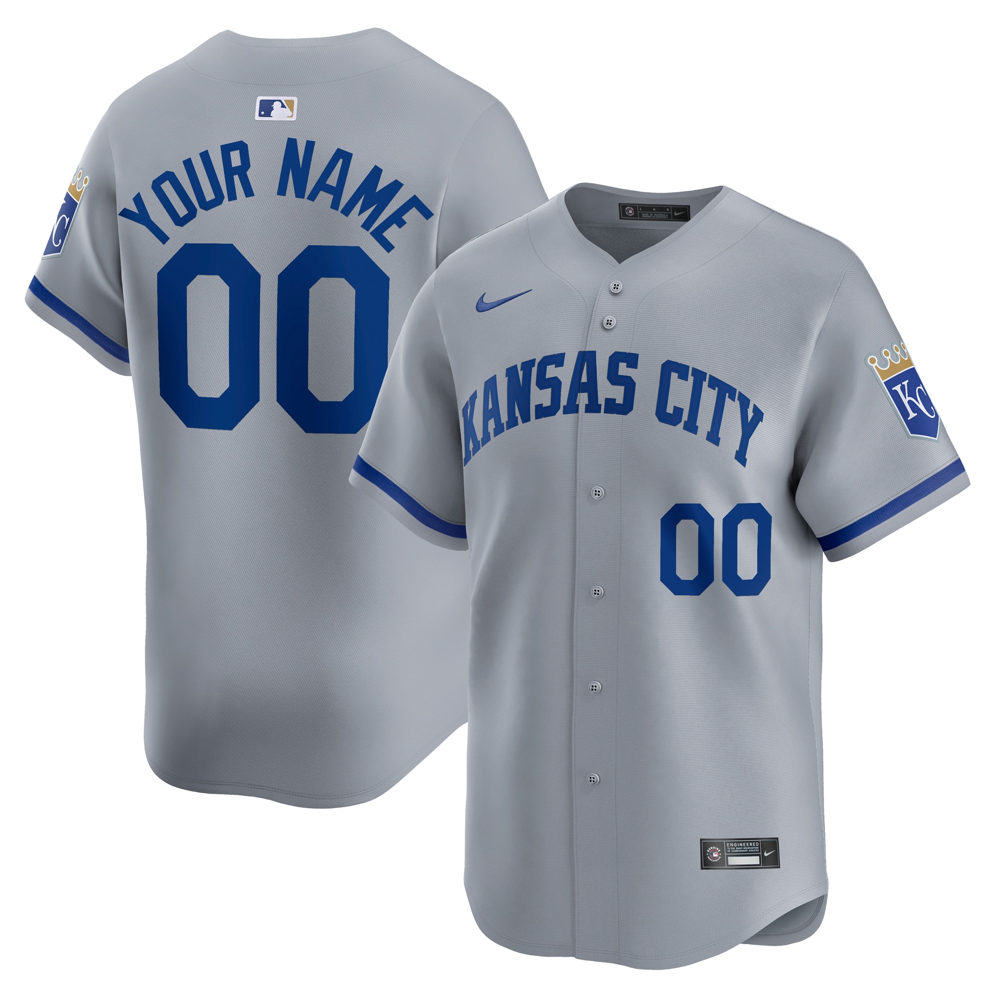 Kansas City Royals Away Limited Custom Jersey - Gray