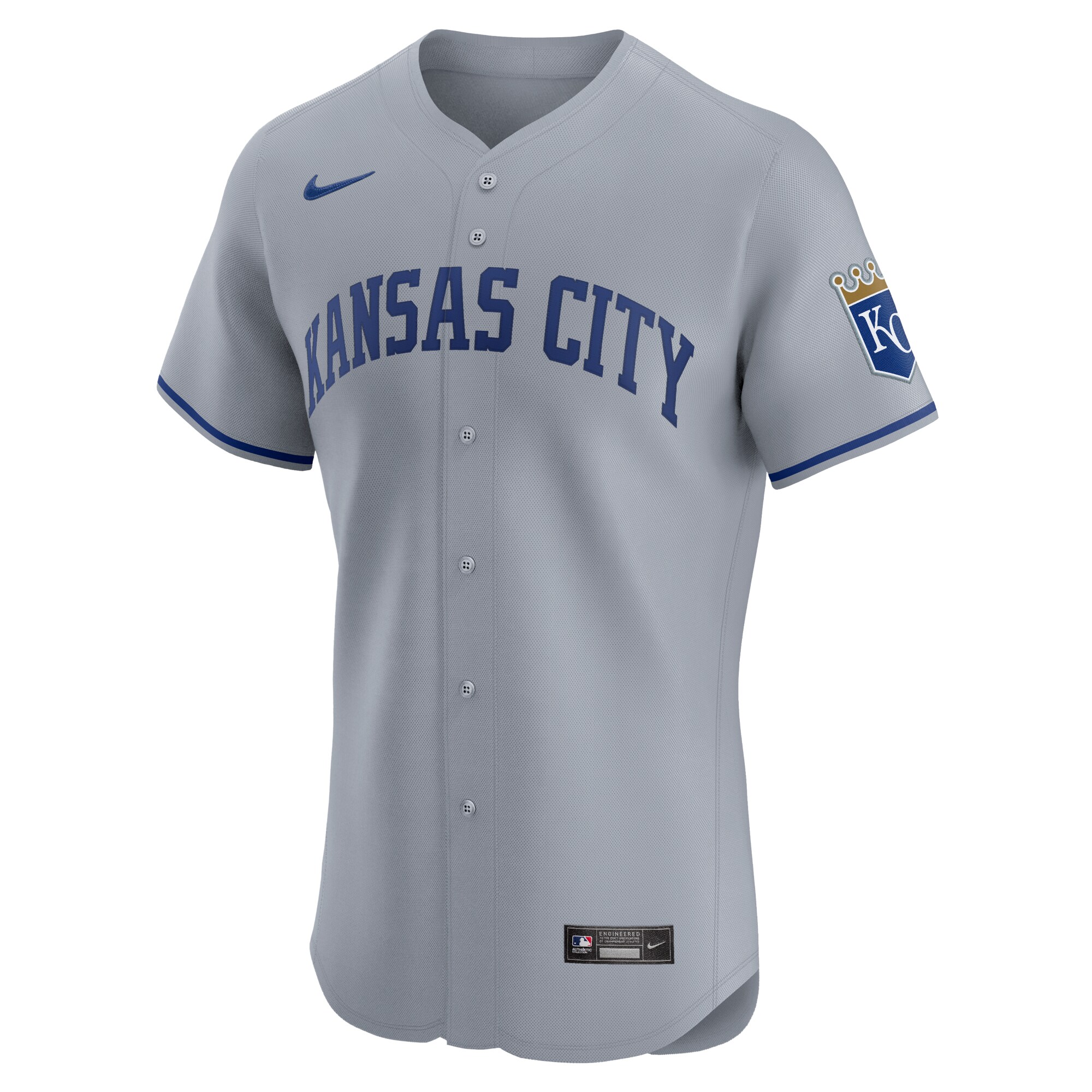 Alternative view of Kansas City Royals Road Vapor Premier Elite Patch Jersey - Gray