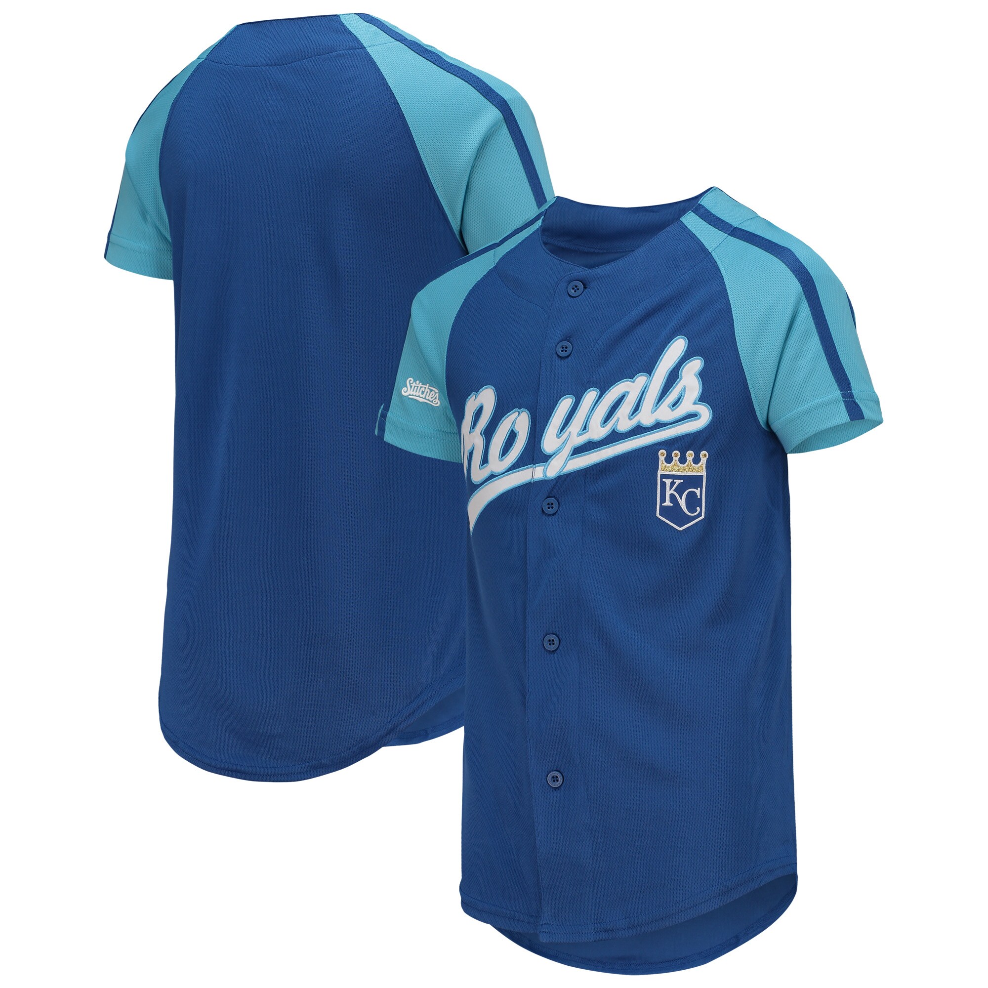 Alternative view of Kansas City Royals Stitches Youth Team Logo Jersey - Royal