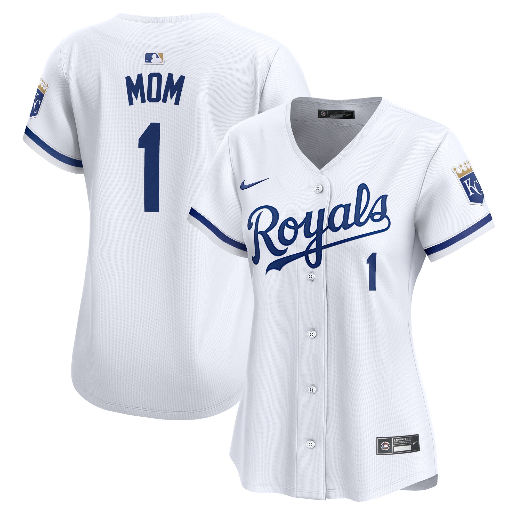 Kansas City Royals Women's #1 Mom Home Limited Jersey - White